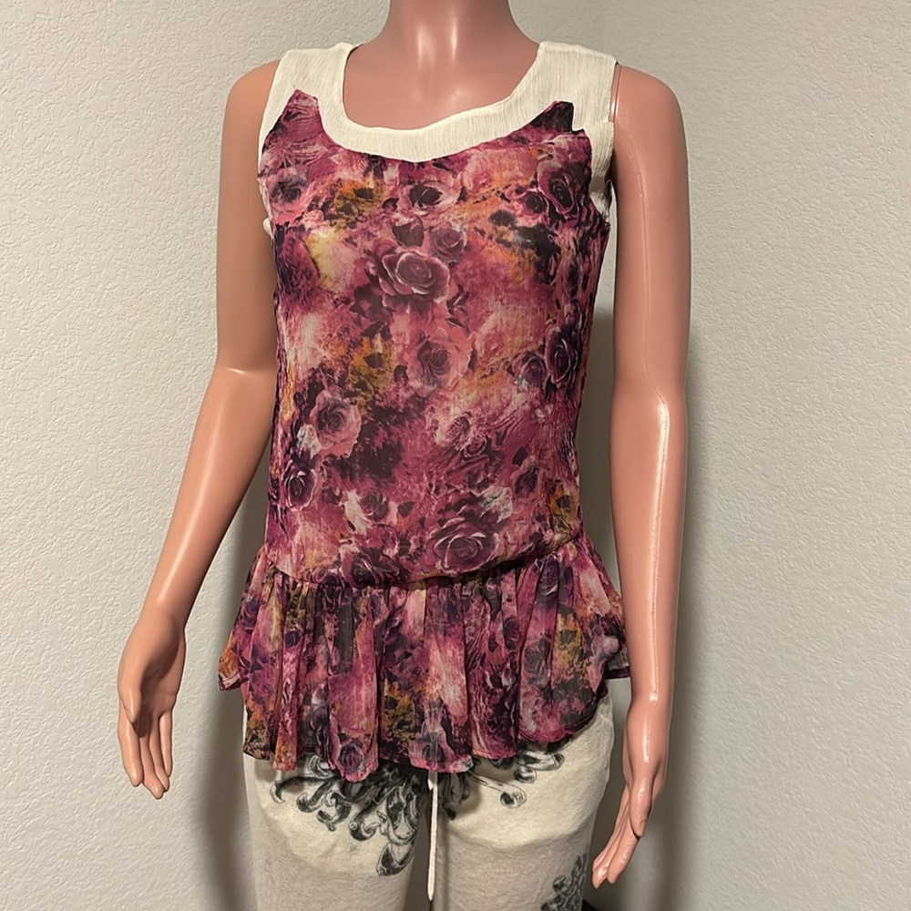 Yep me Purple/Pink Floral Print Blouse (S)